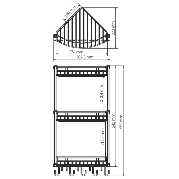 Полка металлическая тройная K-1233