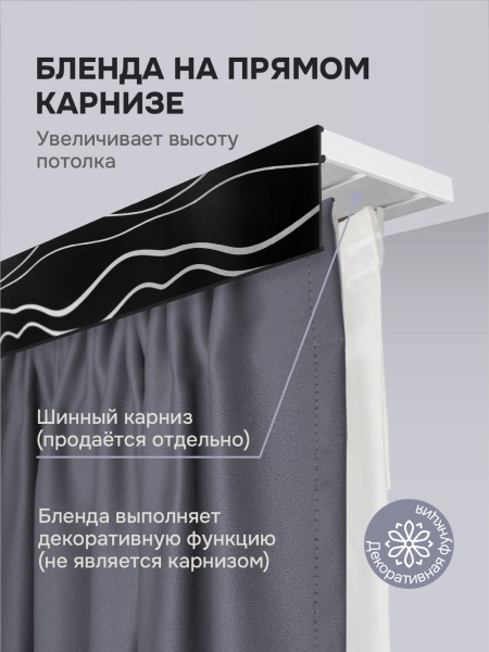 Багет для карниза 7 см, волны черный