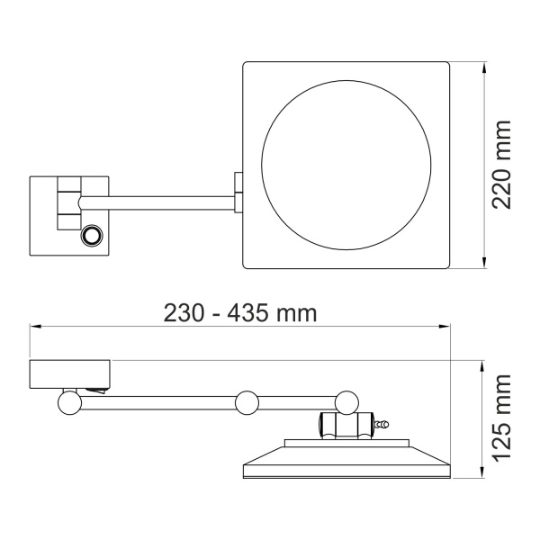 Зеркало с LED-подсветкой, 3-х кратным увеличением