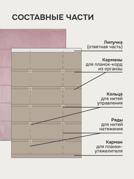Римская штора "Милфид", Без карниза, цвет нюдовый